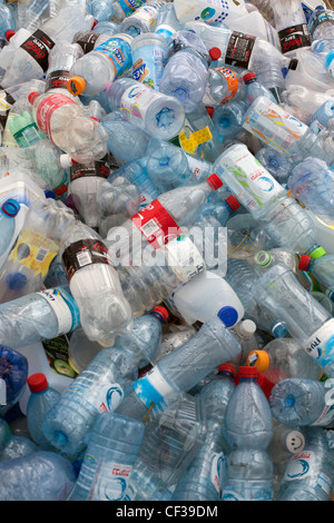 Le bottiglie di plastica in un cestino Foto Stock