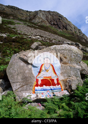 Le pitture rupestri di Marpa il Traduttore, fondatore della Kargyupa (Kargyutpa) setta del buddismo tibetano che è basato su enlightenm Foto Stock