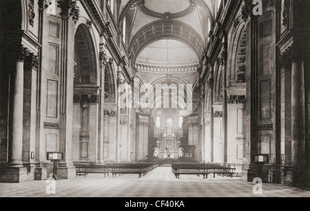 La navata centrale della cattedrale di San Paolo a Londra, Inghilterra nel tardo XIX secolo. Da Londra, storico e sociale, pubblicato 1902. Foto Stock