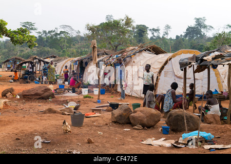 I rifugiati del campo profughi di Naibly ,Duékoué, Costa d'Avorio ,Costa d Avorio ,Africa occidentale Foto Stock