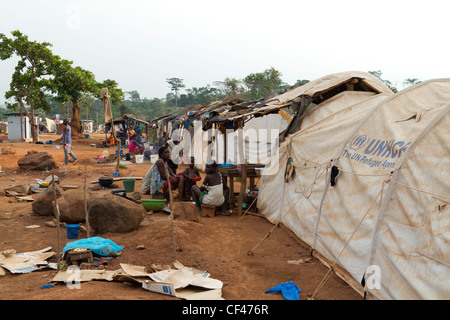 I rifugiati del campo profughi di Naibly ,Duékoué, Costa d'Avorio ,Costa d Avorio ,Africa occidentale Foto Stock