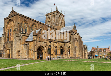 Chiesa abbaziale di Santa Maria Vergine a Sherborne in Dorset, di solito chiamato Sherborne Abbey. Foto Stock