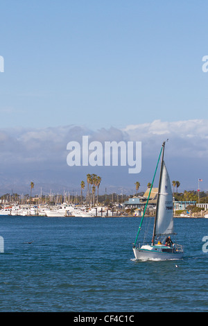 Una barca a vela voce fuori delle Isole del Canale nel porto di Oxnard in California Foto Stock