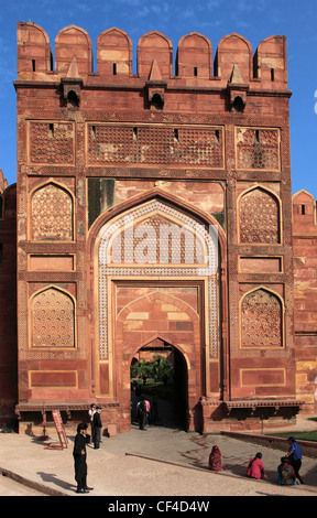 India, Uttar Pradesh, Agra, Fort, Amar Singh Gate; Foto Stock