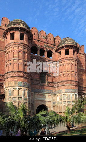 India, Uttar Pradesh, Agra, Fort, Amar Singh Gate; Foto Stock