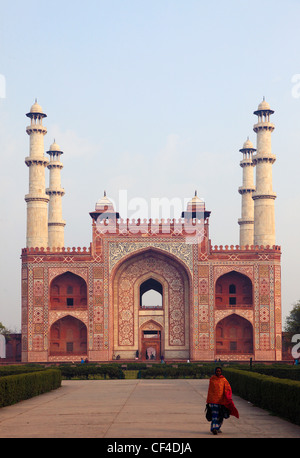 India, Uttar Pradesh, Agra, Sikandra, Akbar il Mausoleo, Foto Stock