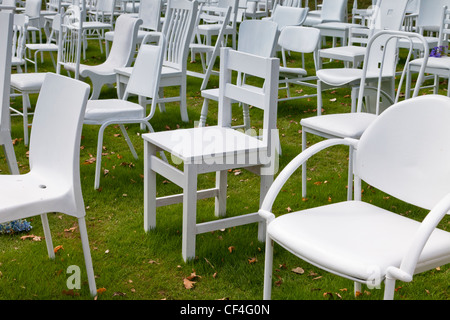 185 sedie vuote Christchurch terremoto Memorial Foto Stock