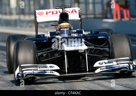 Pastor Maldonado (VEN), Williams-Renault FW34, racecar durante la Formula 1 sessioni di test nei pressi di Barcellona nel mese di febbraio 2012. Foto Stock