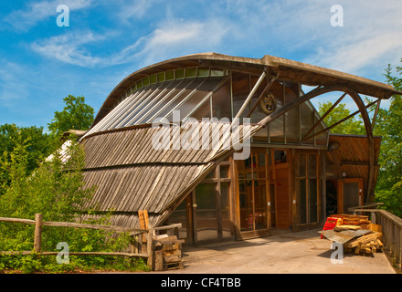 Il Downland Gridshell presso il Weald & Downland Open Air Museum. La costruzione fu completata nel 2002 e viene utilizzato per immagazzinare la musa Foto Stock