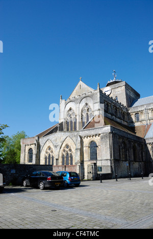 Romsey Abbey, la più grande chiesa parrocchiale in Hampshire. Foto Stock