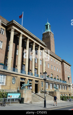 Norwich City Hall, un edificio art deco completata nel 1938. Si tratta di uno dei Dodici edifici del patrimonio in Norwich Norwich (12) ritenuto Foto Stock