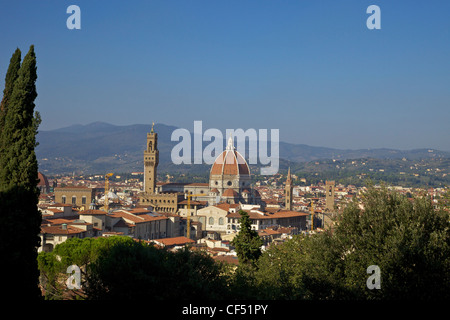 Vista di Firenze dal Giardino di Boboli di Firenze, Toscana, Italia, Europa Foto Stock