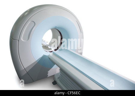 Gatto completo sistema di scansione in un ambiente ospedaliero. Il rilevamento di immagini in risonanza magnetica nucleare scansione. Isolato. Foto Stock