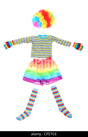 Multicolore clown divertenti dress isolati su sfondo bianco Foto Stock