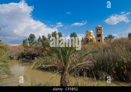 Il sito battesimale di Qasr al yahud nel fiume Giordano , Israele Foto Stock