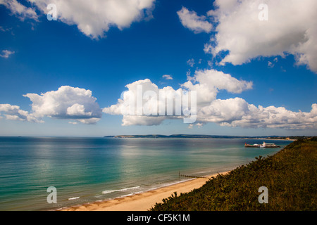 Vista della baia di Bournemouth da East Overcliff Drive. Foto Stock