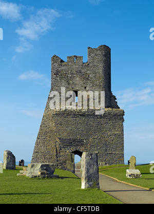 Rovine del XIII secolo Aberystwyth Castle. Foto Stock