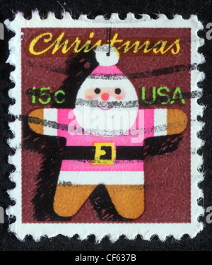 Stati Uniti d'America - circa 1980: un saluto Natale timbro stampato negli Stati Uniti mostra Santa Claus, circa 1980 Foto Stock