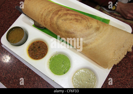 India, Delhi, masala dosa, sud indiana snack, Foto Stock