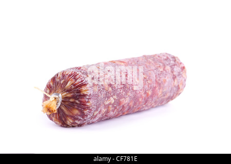 Salsiccia affumicata isolato su bianco Foto Stock