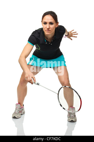 Ritratto di donna caucasica giocare a badminton Foto Stock