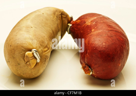 Salsicce di sangue e fegato-salsiccia Foto Stock