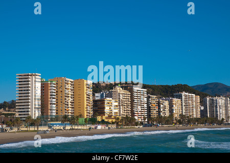 Playa de la Malagueta spiaggia centrale di Malaga Andalusia Spagna Europa Foto Stock