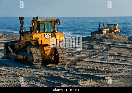 La ricostruzione ha eroso le spiagge, i NAG testa, Outer Banks, North Carolina, Stati Uniti d'America Foto Stock