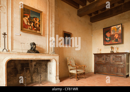 L'Europa, Francia, Indre-et-Loire, Valle della Loira, Loire, Loches, Loches Castello, Royal Lodge, camera da letto, Castello, castelli, interno, Tou Foto Stock