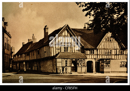 Alcester Malt Mill Lane market town street Tudor la struttura di legno house Old Rectory shop Warwickshire Inghilterra West Midlands in Europa Foto Stock