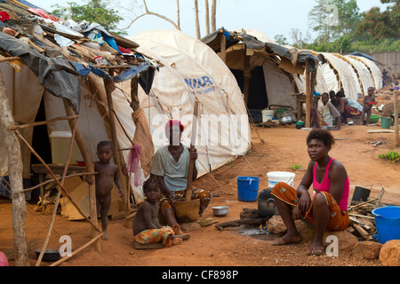 I rifugiati del campo profughi di Naibly ,Duékoué, Costa d'Avorio ,Costa d Avorio ,Africa occidentale Foto Stock