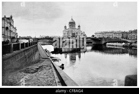 1926 sovietica capitale russa Cattedrale Ponte Kamenni sovietica governo russo Cremlino seconda ora demolita spanning Moskva Foto Stock