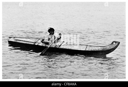 1927 Eskimo Kayak Nome regione dell'Alaska Foto Stock