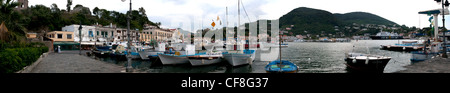 Little port panoramic view in Ischia Port, Naples Foto Stock