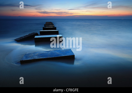 Tramonto a Port Dickson spiaggia di Negeri Sembilan, Malaysia. Foto Stock