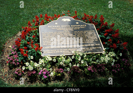 Richard Nixon, Biblioteca, Los Angeles, California, Stati Uniti, America, Marker, presidente di lapide Foto Stock