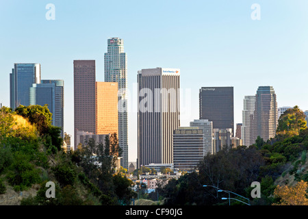 Pasadena Freeway (CA autostrada 110) che conduce al centro di Los Angeles, California, Stati Uniti d'America Foto Stock