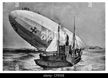 Naufragio del dirigibile Zeppelin L19 Mare del Nord tedesco Kaiserliche Marine Marina Imperiale del Mare del Nord britannico barca di pesca ha rifiutato il salvataggio Foto Stock