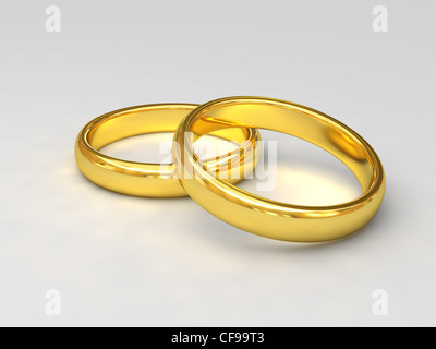 Bella immagine 3d di classic golden gli anelli di nozze Foto Stock