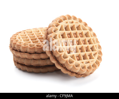 I cookie di crema isolato su sfondo bianco Foto Stock