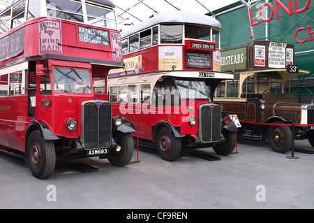 Gli autobus di Londra presso il London bus mostra di Brooklands Museum - home di Concorde. Foto Stock