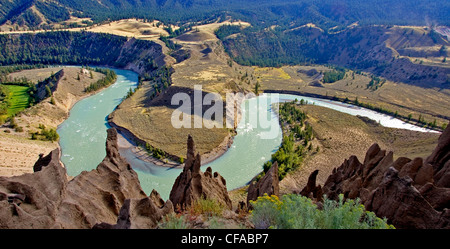 Il fiume Chilcotin e praterie circostanti, British Columbia, Canada. Foto Stock