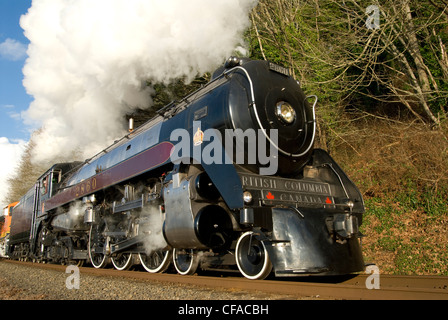 Il Royal Hudson, 2860 motore di vapore, Surrey, British Columbia, Canada. Foto Stock