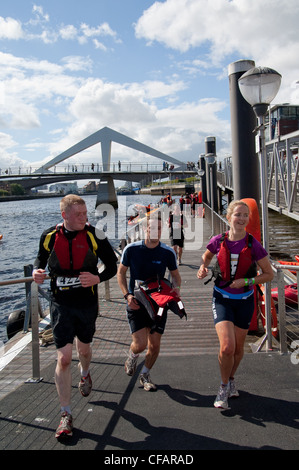 Glasgow gara ratto concorrenti in sun shine Foto Stock