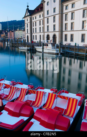 Rorschach, casa di grano, Svizzera canton San Gallo, lago, lago di Costanza, Porto, porto, riflessione, house, casa, ex Foto Stock