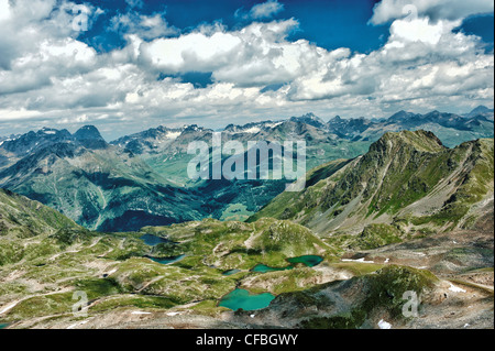 Alpen, lago di montagna, tarn, blu, Engadina alta Engadina, montagne, mountain range, mountainscape, scenario di montagna, mountain Foto Stock