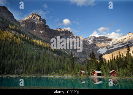 Cabine, Monte Lefroy, il Ghiacciaio di picco, Lago O'Hara, Parco Nazionale di Yoho, British Columbia, Canada Foto Stock