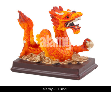 Dragon statuetta isolati su sfondo bianco Foto Stock