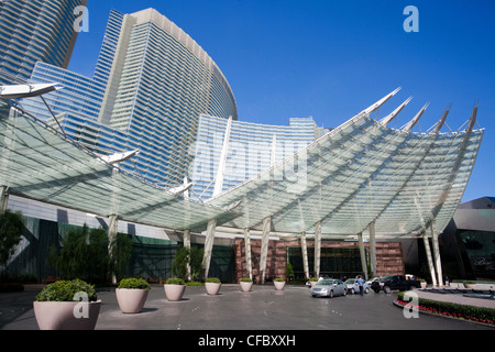 Stati Uniti d'America, Stati Uniti, America, Nevada, Las Vegas, Città, Città, centro, Aria Resort, cristalli Hotel Crystal, ingresso, futuristico, Foto Stock