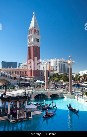 Stati Uniti d'America, Stati Uniti, America, Nevada, Las Vegas, Città Hotel Veneziano, architettura, artificiale, casinò, fantasia, gondola, gondol Foto Stock